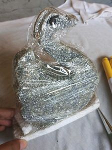 Sparkly Silver Decorative Duck