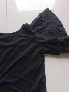 Stylish Black Top with Flutter Sleeves