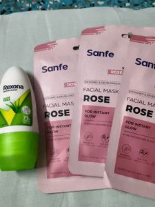 Sanfe Rose Facial Mask & Rexona Deodorant roll on