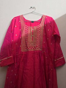 Vibrant Pink Embroidered Anarkali Dress