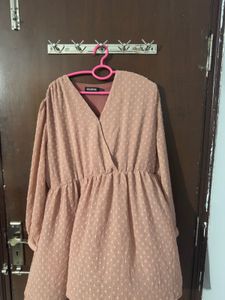 Elegant Rose Swiss Dot Wrap Dress