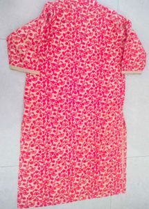 Vibrant Pink Floral embroidery Kurta