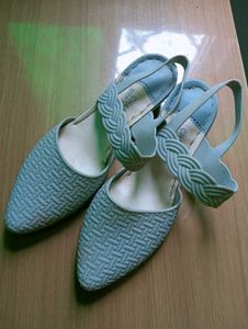 Stylish Light Blue Woven Slingbacks