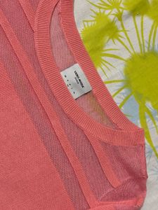 Coral Striped Knit Top