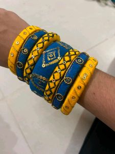 Vibrant Blue &amp; Yellow Bangle Set