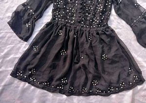 Black Kurta with Mirror Work
