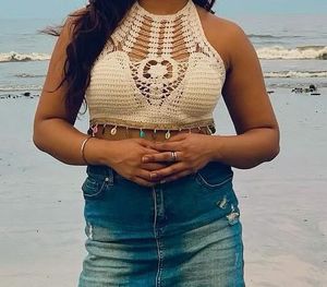 Crochet Halter Neck Crop Top
