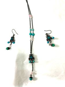 Sea green Turquoise Delicate Pendant Earring Oxidi