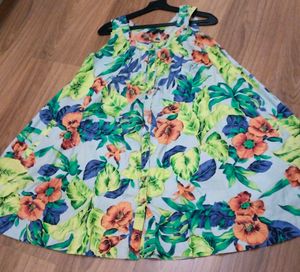 Vibrant Tropical Floral Button-Down Sundress