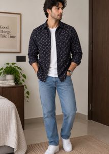 Men's Printed Button-Up Shirt