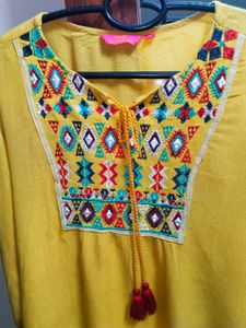 Embroidered Flared Kurta Top