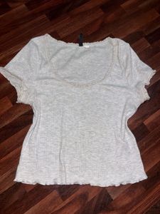 Cute Ribbed Lettuce Hem Top