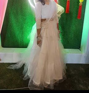 White Net Lehenga Choli Set