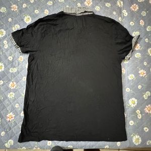 Men's Black Checkered Accent Polo Shirt