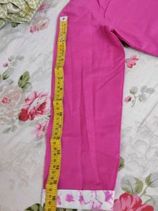 New unused Pink Kurta with Floral Neckline