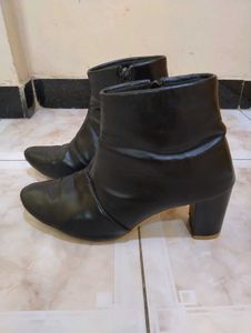 Black Women's Ankle Boots with Block Heels