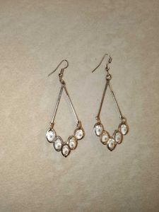 2pair Dangle Earrings with Clear Stones
