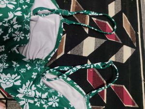 Green Floral Bikini Top