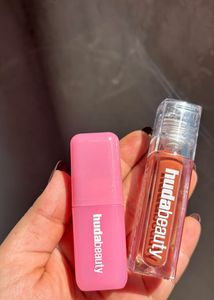 Huda Beauty lip oil and filter blush combo