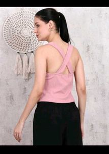 SHEIN BRANDED Pink Button-Up Tank Top