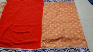 Beautiful Red &amp; Orange Saree with Embellished Bord