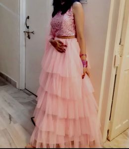 Pink Sequinned ready to wear Lehenga Choli Set