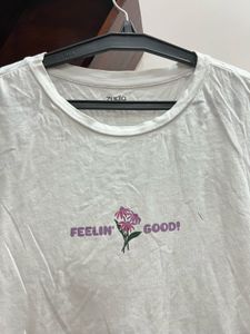 White "Feelin' Good" Floral T-Shirt