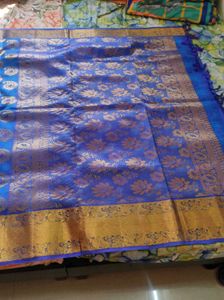 Royal Blue Silk Saree with Gold Motifs