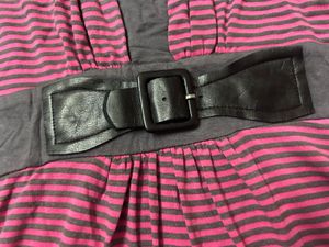 Madame Pink Striped Top with Bow Detail