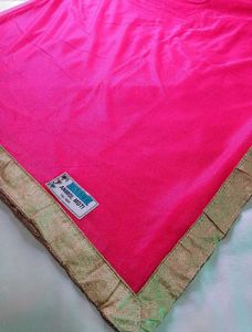Elegant Pink Saree with Golden Border