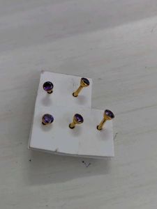 Stud Purple Earrings (Set of 5)