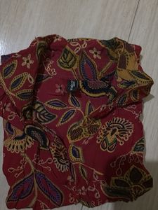 Red Batik Print Kurta Top
