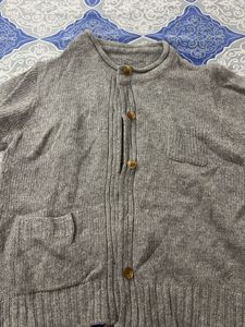 Cozy Grey Button-Up Cardigan
