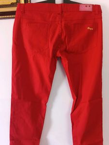 Very aesthetic Vibrant Red Slim Fit Pants