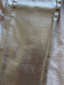 Zara Metallic Straight Jeans Silver