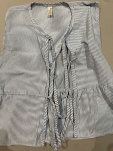 Blue Striped Tie-Up Tunic Top