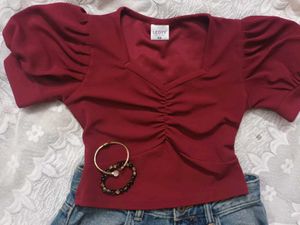 Chic Ruched Puff Sleeve Top