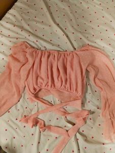 Chic Pink Polka Dot Puff Sleeve Top
