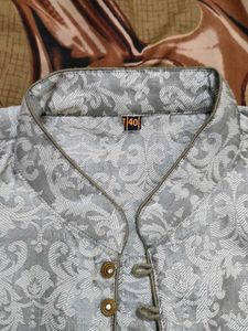 Men's Kurta Grey Patterned
