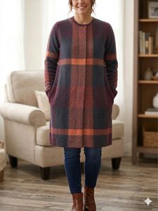Cozy Plaid Longline Cardigan