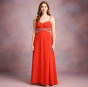 Sale🎉🎊Orange Maxi Dress with Embellishments