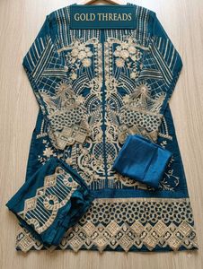 Unstitched Embroidered three piece Set