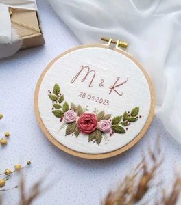 Custom Embroidered Anniversary Hoop💕🌸
