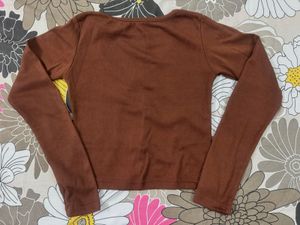 Brown Ribbed T-Shirt