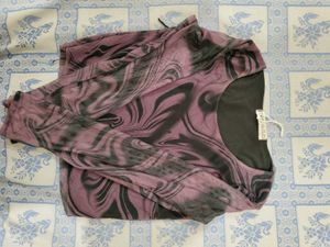 Sheer Marble Print Long Sleeve Top