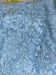 Blue Lace Asymmetric Skirt