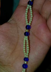 Handmade Blue and White Pearl Beaded Bracelet