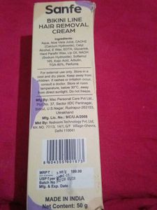 sanfe bikni line hair removal cream