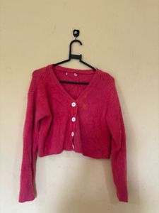 Cozy Pink Cropped Cardigan