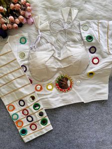 Yellow Mirror Work Blouse